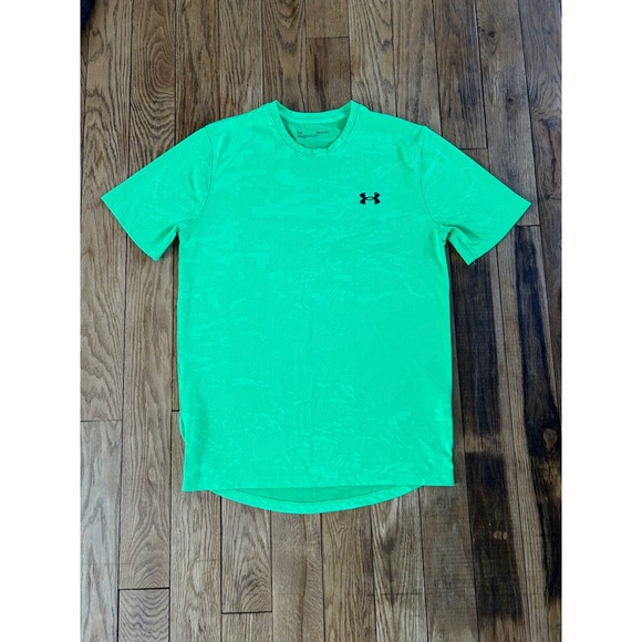 Under Armour Green Training T-Shirt Short Sleeve Athletic Top Mens - Picture 1 of 3
